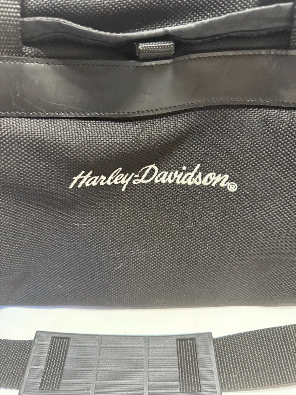 Harley-Davidson Black Travel Duffel With Mesh Pocket, Handles & Shoulder Strap